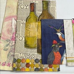 20 Paper Napkins Art Crafts Decoupage Flowers Fish  Birds Whimsical Cactus